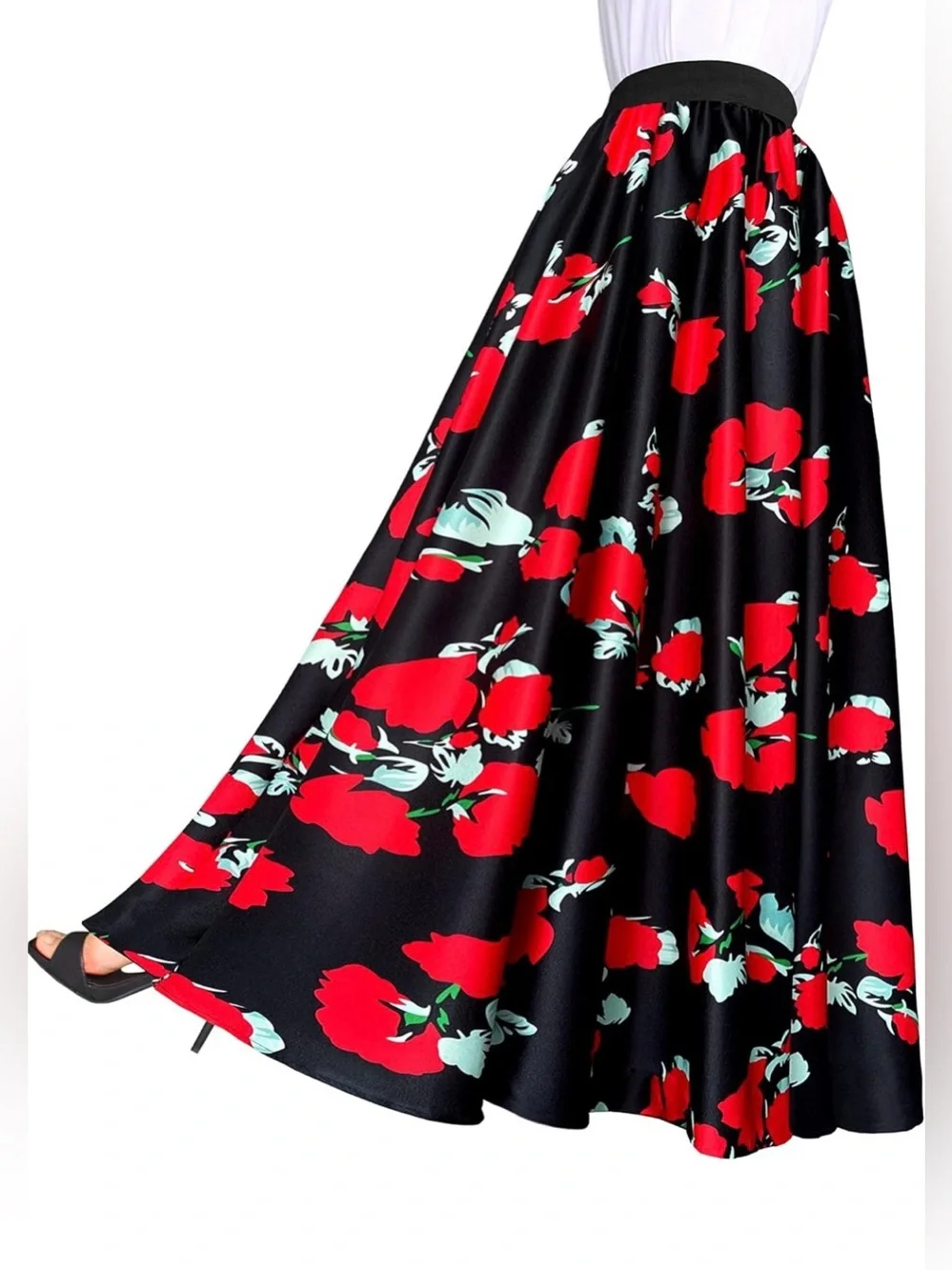 A20 AFIBI Chiffon Floor Length VINTAGE Hem Solid High Waist Maxi SM NWT🌟AS IS - Picture 2 of 4
